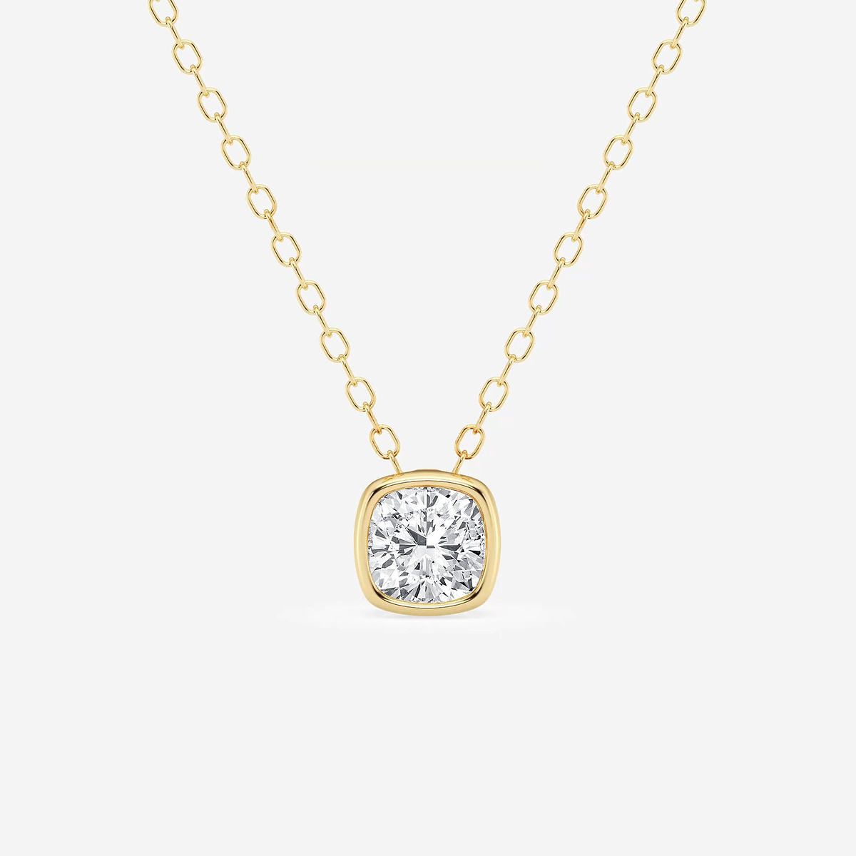 1/2 ctw Cushion Lab Grown Diamond Bezel Set Solitaire Pendant with Adjustable Chain