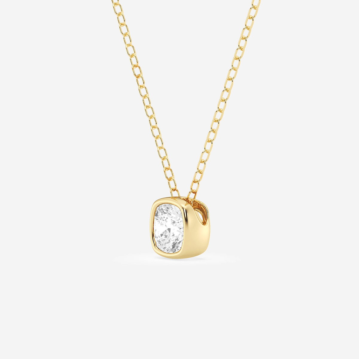 Additional Image 1 for  1/2 ctw Cushion Lab Grown Diamond Bezel Set Solitaire Pendant with Adjustable Chain