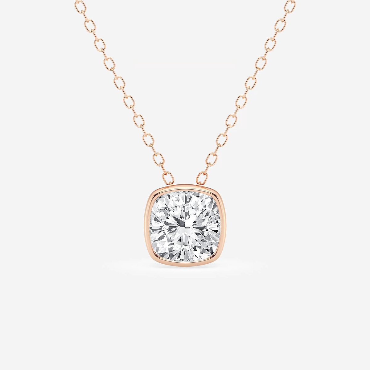 1 1/2 ctw Cushion Lab Grown Diamond Bezel Set Solitaire Pendant with Adjustable Chain