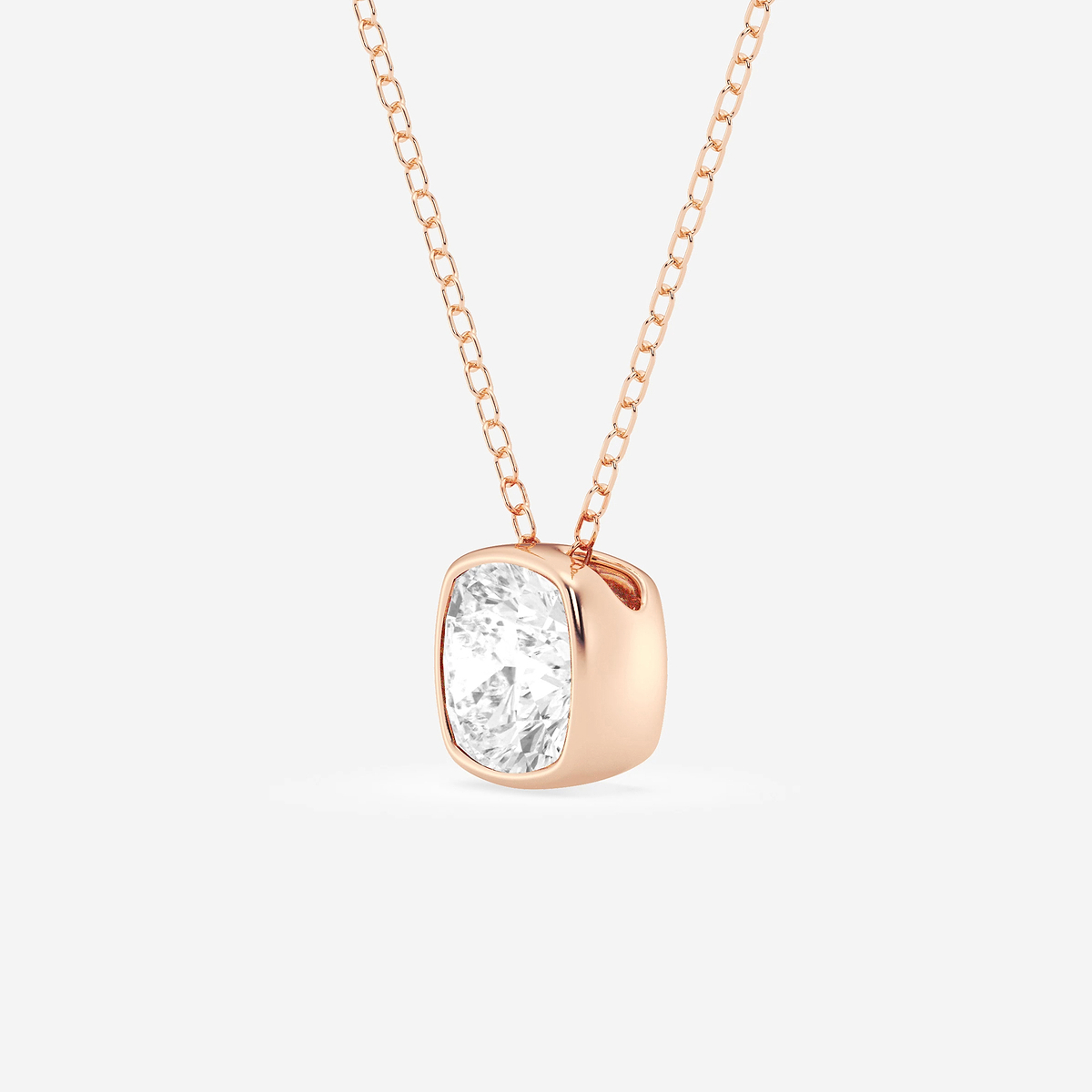 Additional Image 1 for  1 1/2 ctw Cushion Lab Grown Diamond Bezel Set Solitaire Pendant with Adjustable Chain
