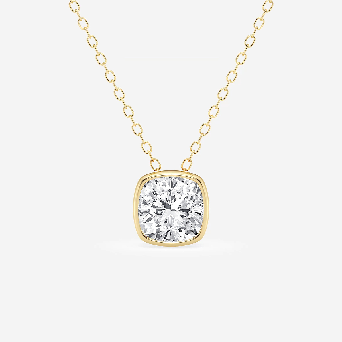 1 1/2 ctw Cushion Lab Grown Diamond Bezel Set Solitaire Pendant with Adjustable Chain
