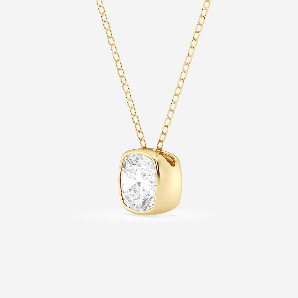 Additional Image 1 for  1 1/2 ctw Cushion Lab Grown Diamond Bezel Set Solitaire Pendant with Adjustable Chain