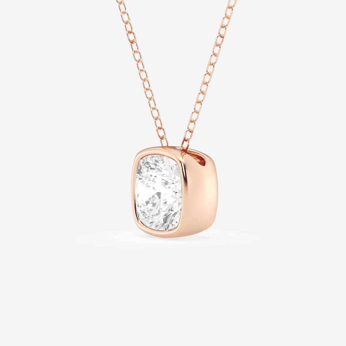 Additional Image 1 for  2 ctw Cushion Lab Grown Diamond Bezel Set Solitaire Pendant with Adjustable Chain
