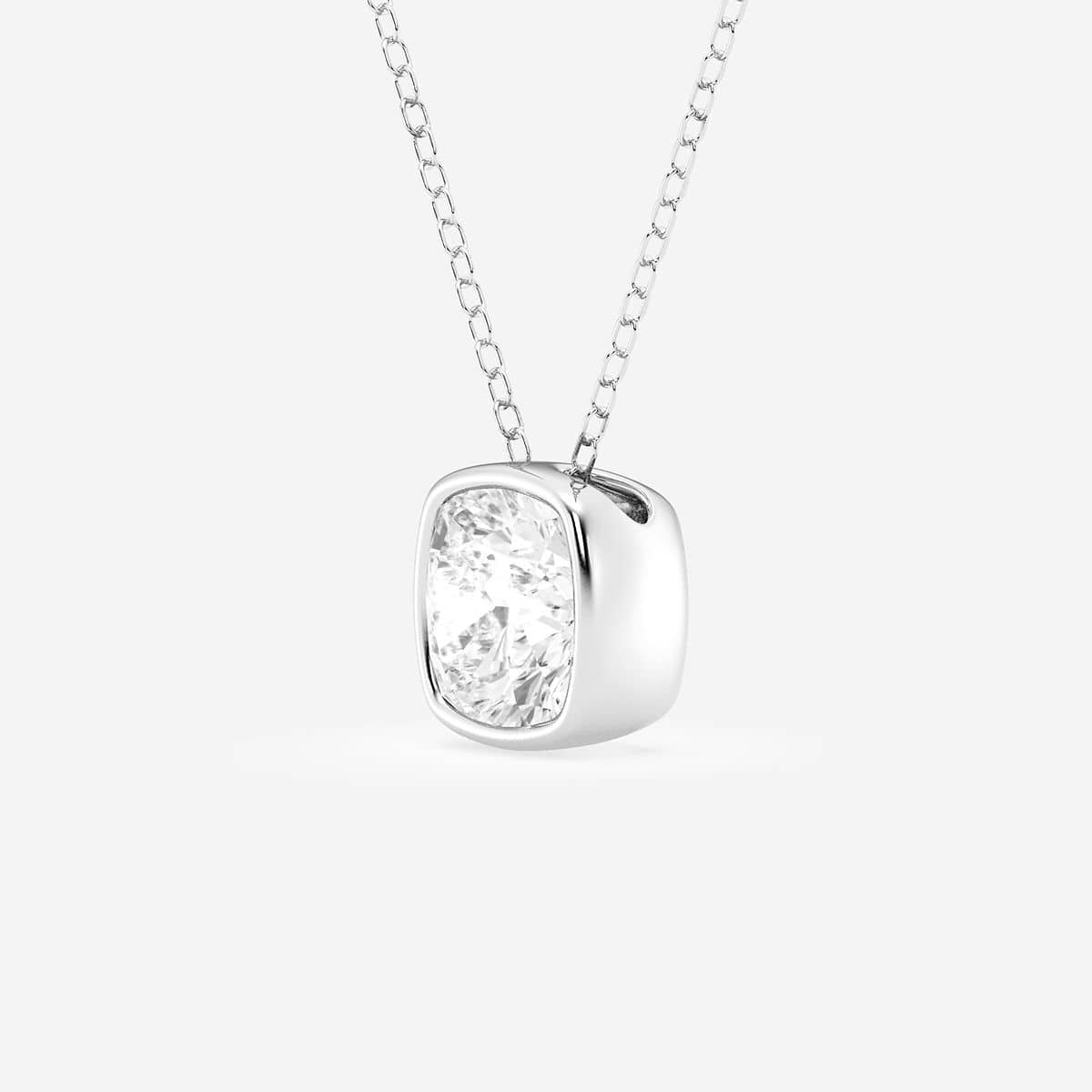Additional Image 1 for  2 ctw Cushion Lab Grown Diamond Bezel Set Solitaire Pendant with Adjustable Chain