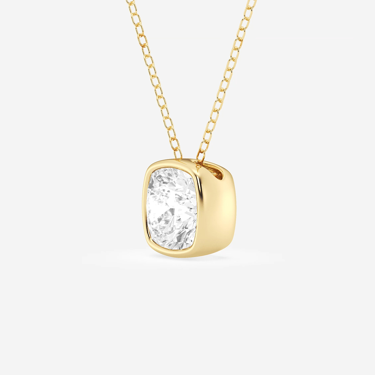 Additional Image 1 for  2 ctw Cushion Lab Grown Diamond Bezel Set Solitaire Pendant with Adjustable Chain
