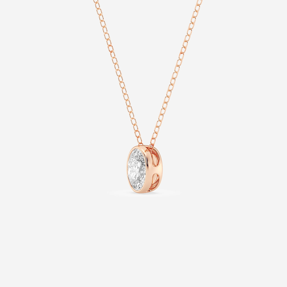 Additional Image 1 for  1/2 ctw Oval Lab Grown Diamond Bezel Set Solitaire Pendant with Adjustable Chain