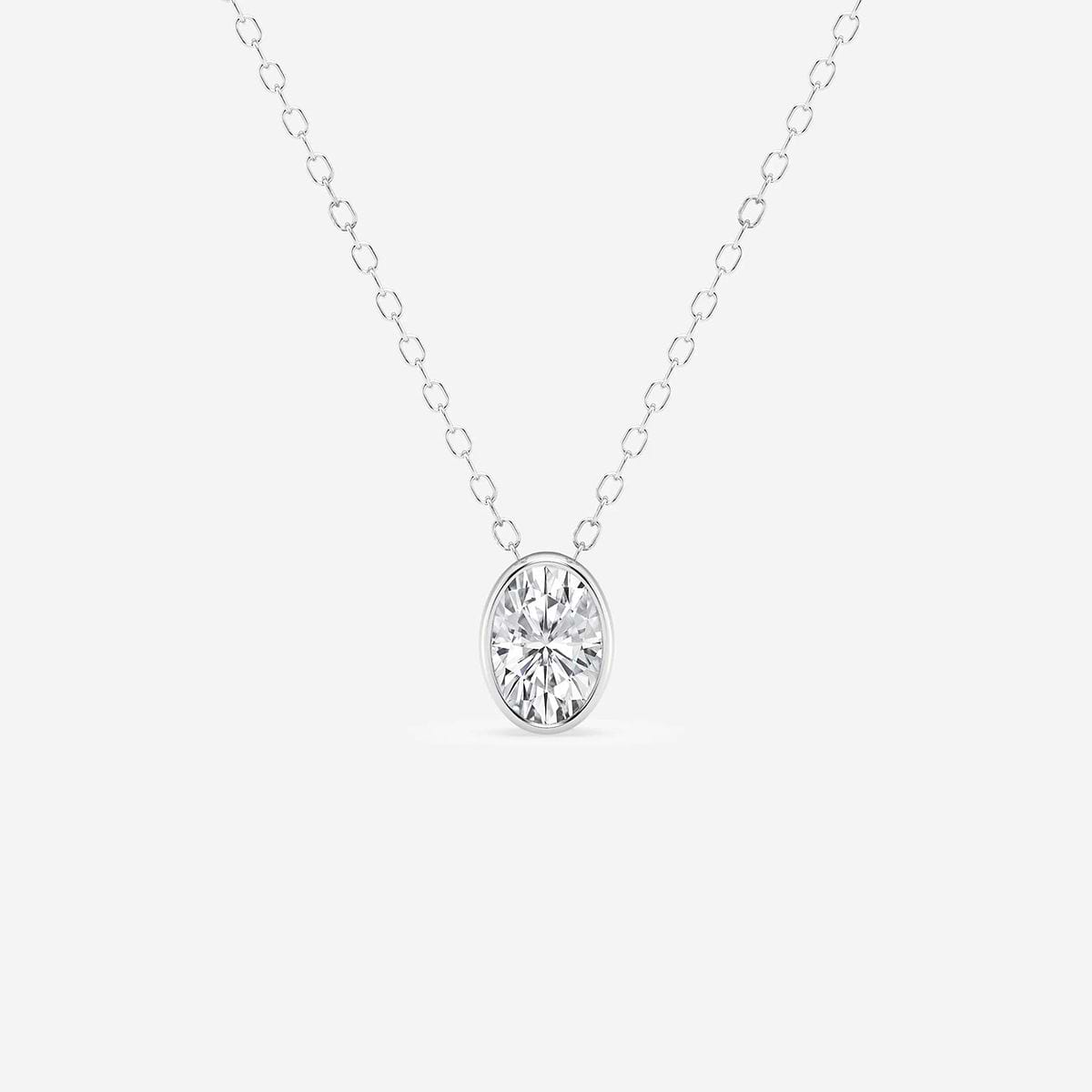 1/2 ctw Oval Lab Grown Diamond Bezel Set Solitaire Pendant with Adjustable Chain