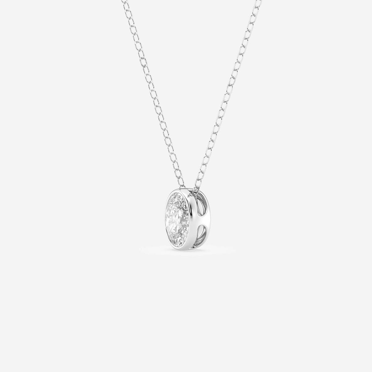 Additional Image 1 for  1/2 ctw Oval Lab Grown Diamond Bezel Set Solitaire Pendant with Adjustable Chain