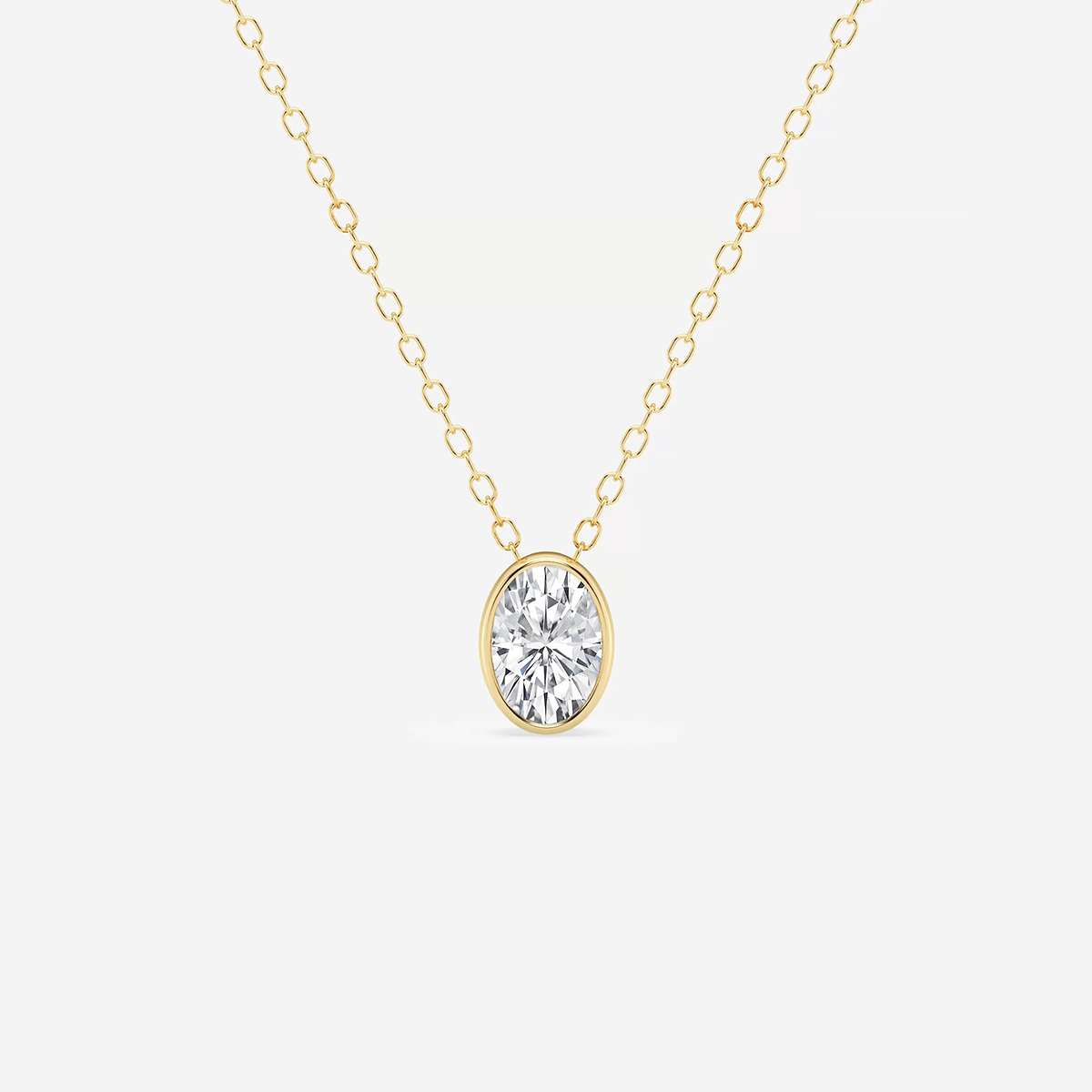 1/2 ctw Oval Lab Grown Diamond Bezel Set Solitaire Pendant with Adjustable Chain