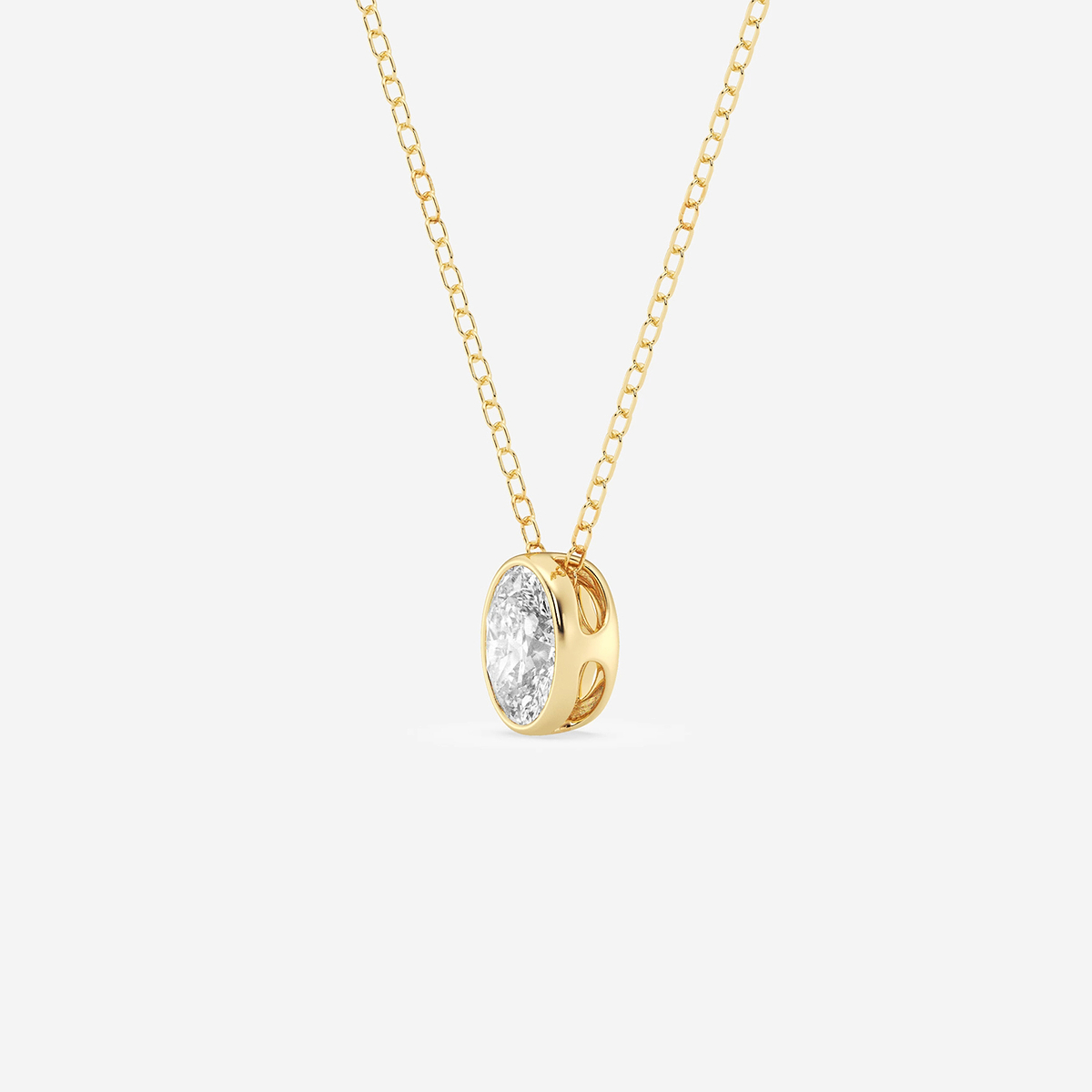 Additional Image 1 for  1/2 ctw Oval Lab Grown Diamond Bezel Set Solitaire Pendant with Adjustable Chain