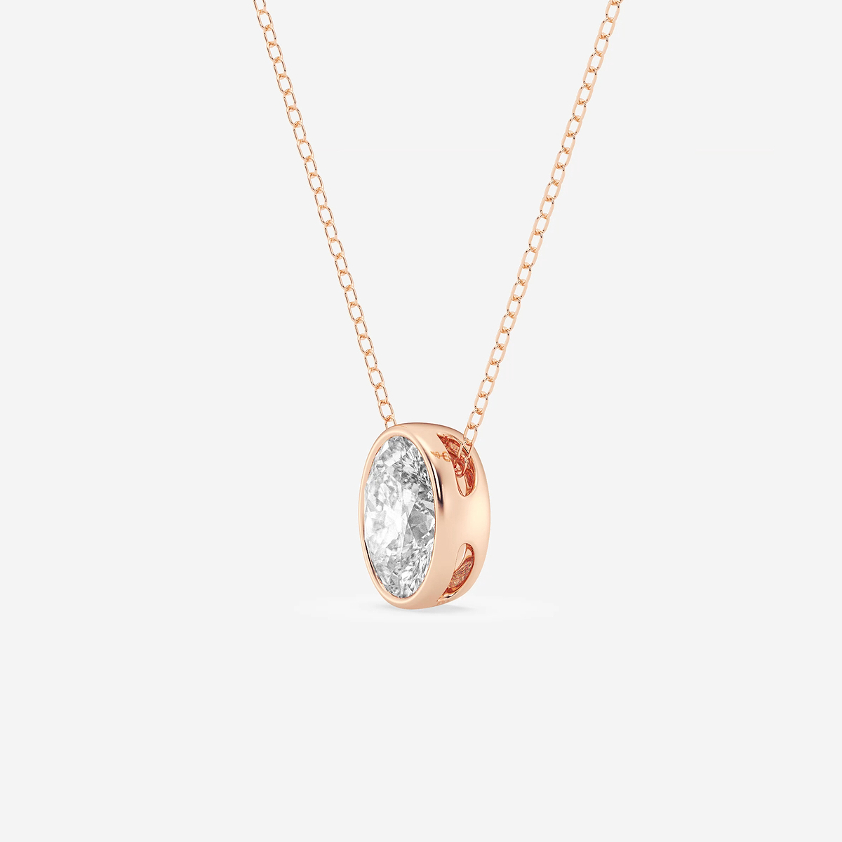 Additional Image 1 for  1 1/2 ctw Oval Lab Grown Diamond Bezel Set Solitaire Pendant with Adjustable Chain