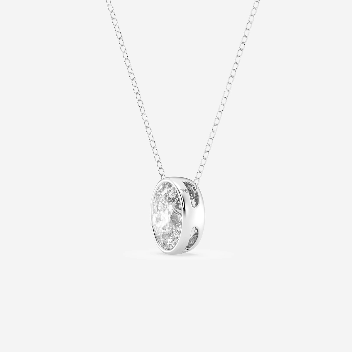Additional Image 1 for  1 1/2 ctw Oval Lab Grown Diamond Bezel Set Solitaire Pendant with Adjustable Chain