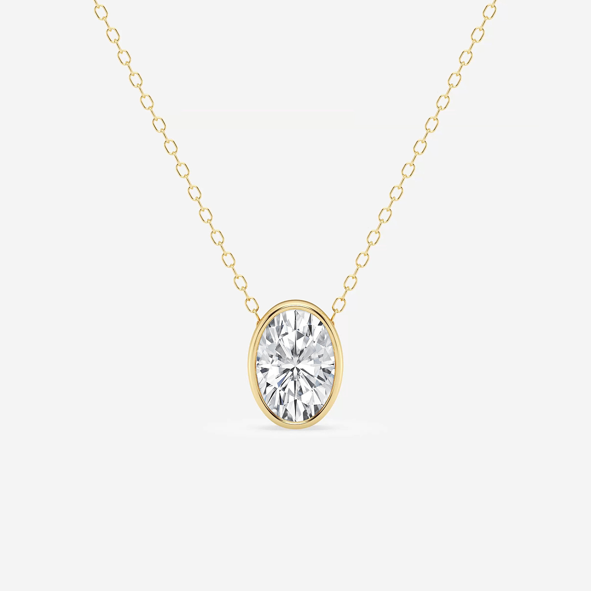1 1/2 ctw Oval Lab Grown Diamond Bezel Set Solitaire Pendant with Adjustable Chain
