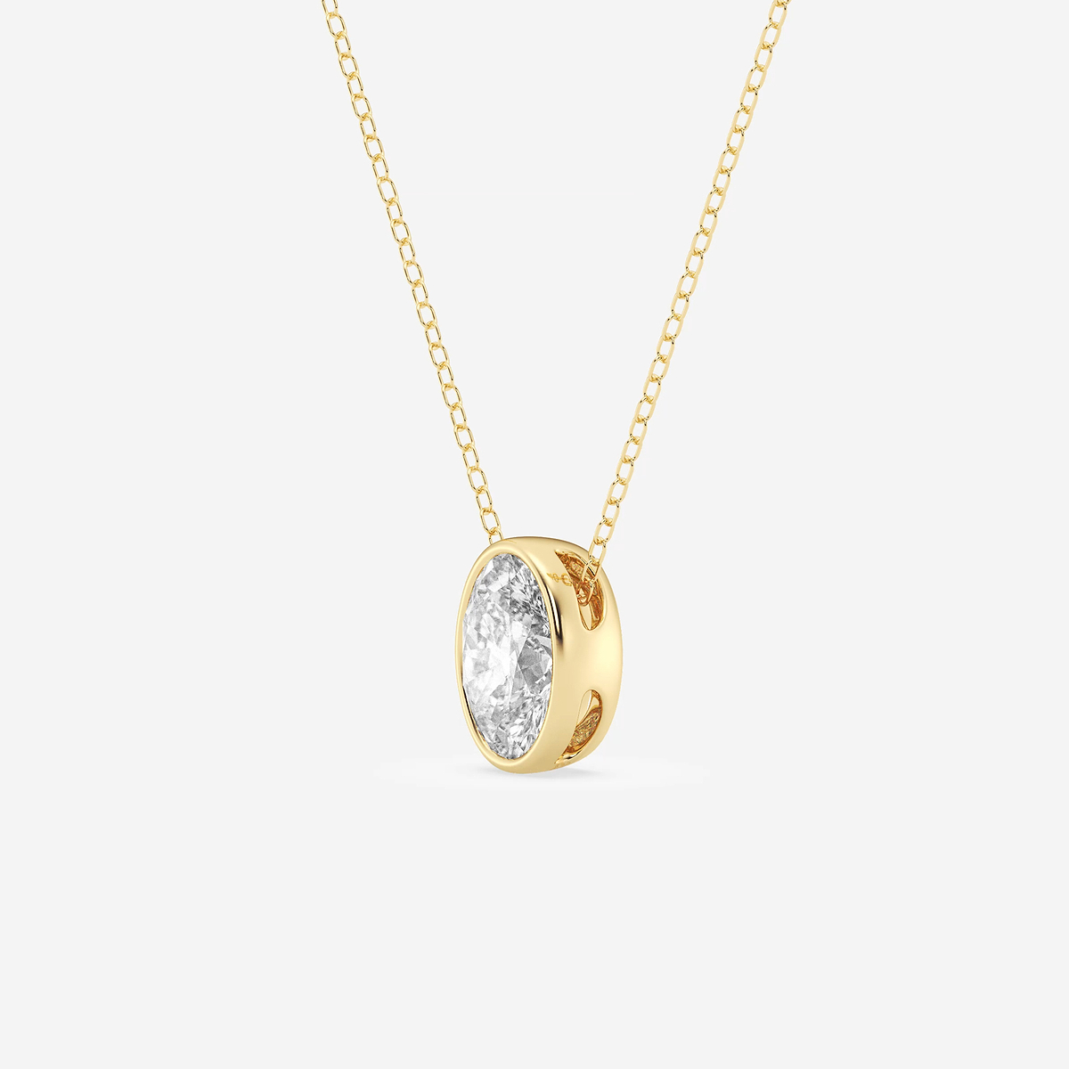 Additional Image 1 for  1 1/2 ctw Oval Lab Grown Diamond Bezel Set Solitaire Pendant with Adjustable Chain