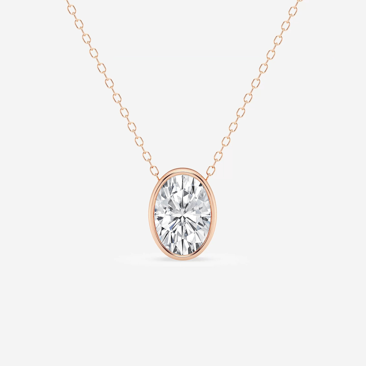 2 ctw Oval Lab Grown Diamond Bezel Set Solitaire Pendant with Adjustable Chain