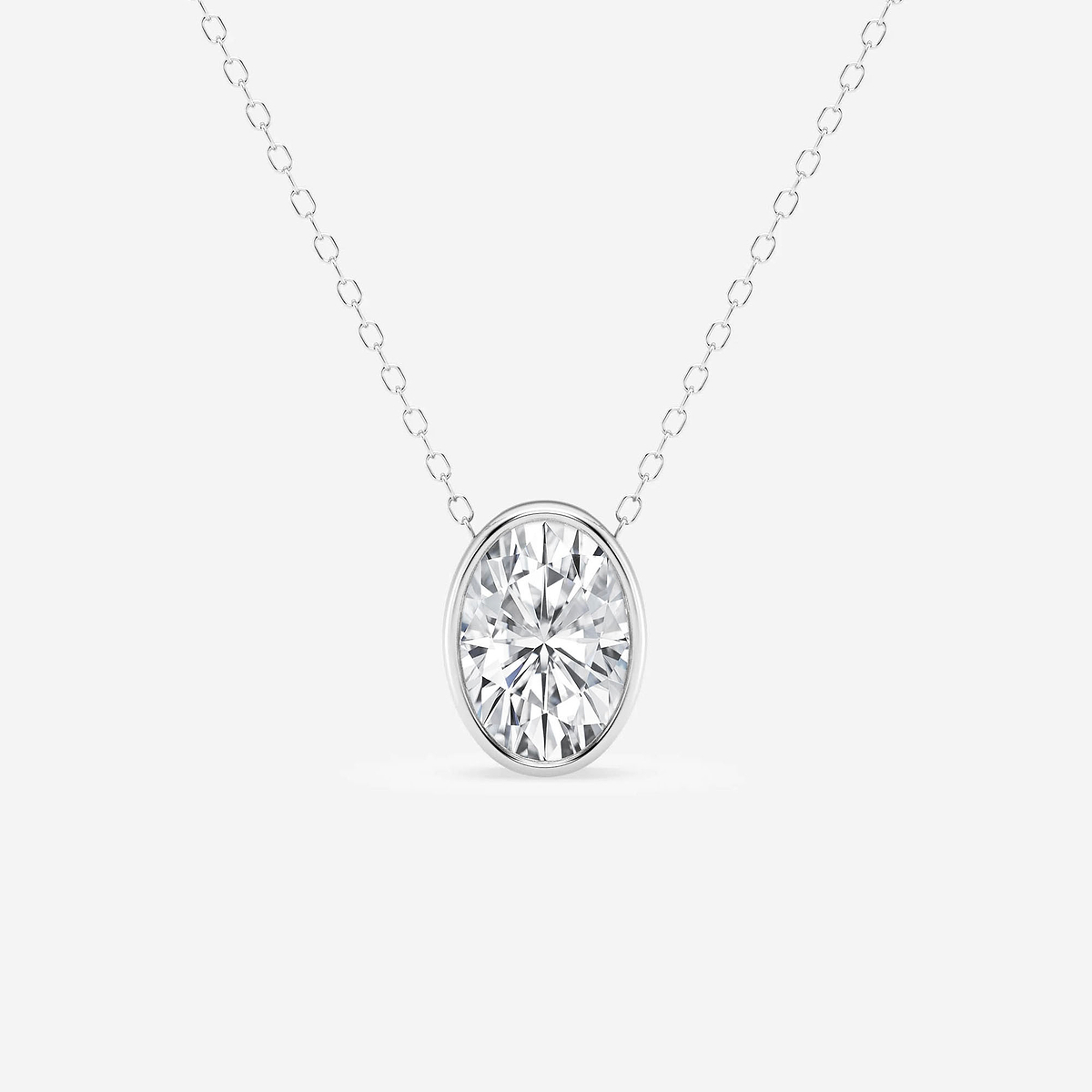 2 ctw Oval Lab Grown Diamond Bezel Set Solitaire Pendant with Adjustable Chain