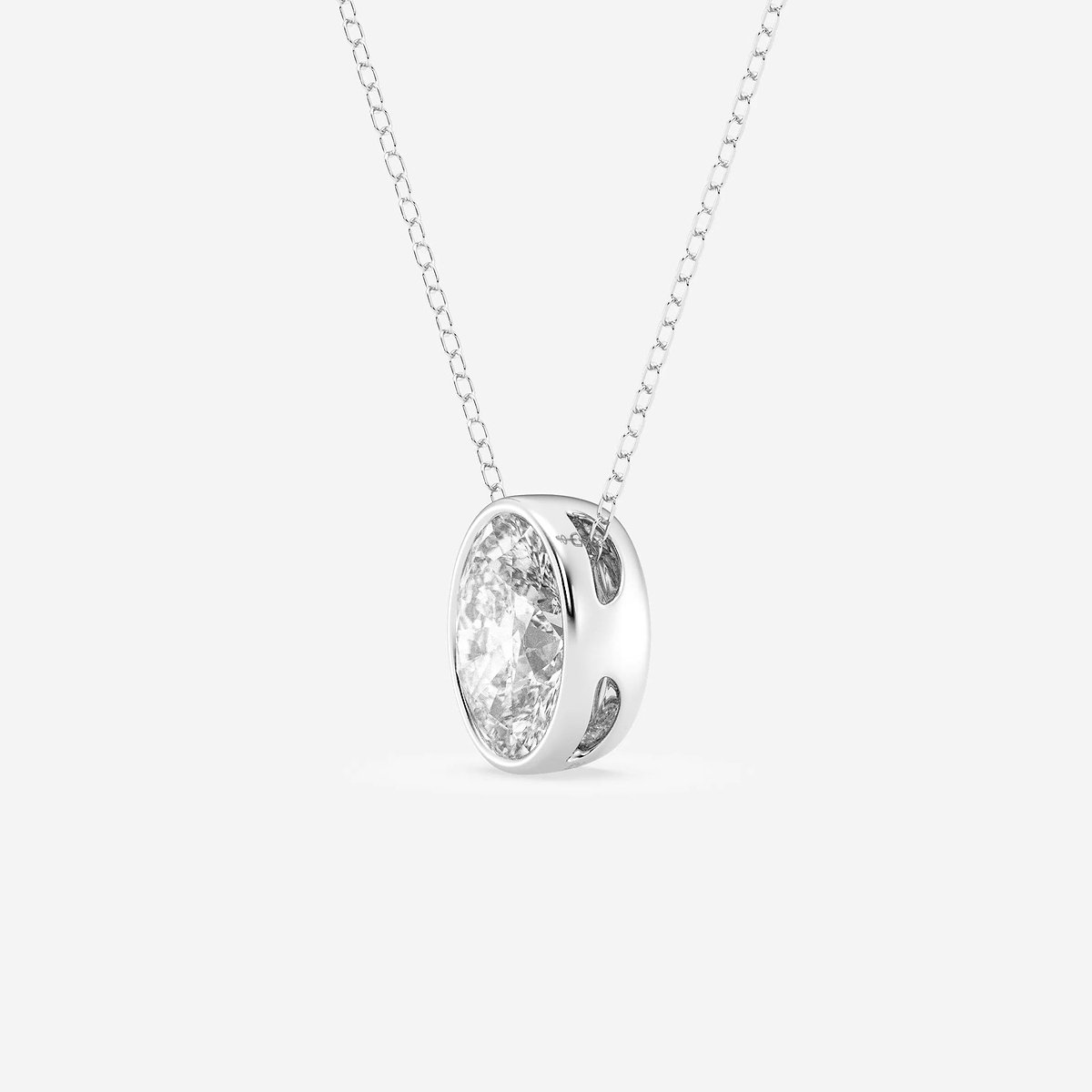 Additional Image 1 for  2 ctw Oval Lab Grown Diamond Bezel Set Solitaire Pendant with Adjustable Chain