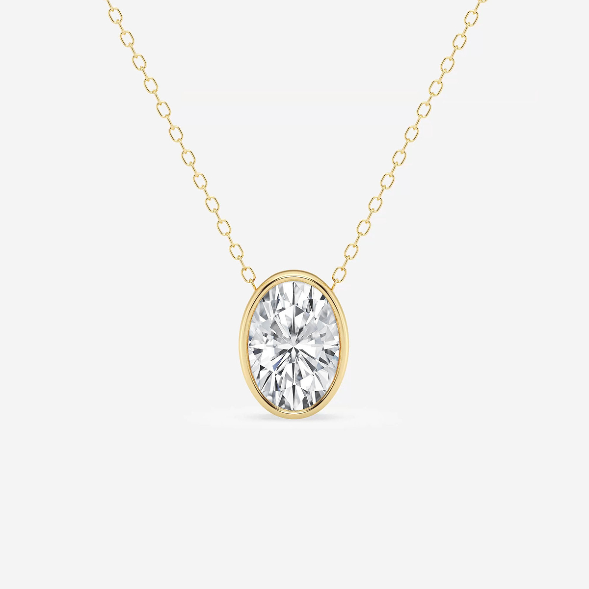 2 ctw Oval Lab Grown Diamond Bezel Set Solitaire Pendant with Adjustable Chain