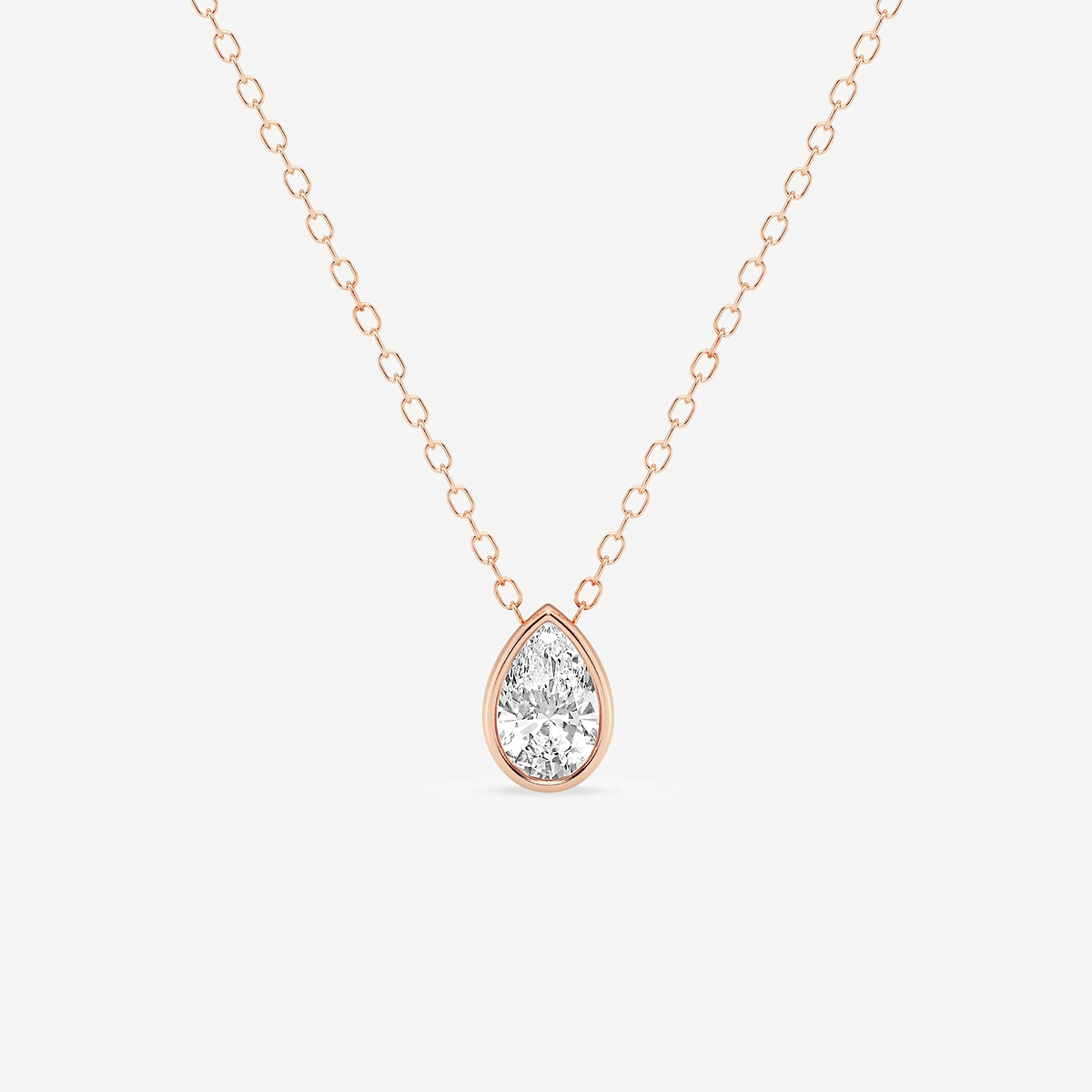 1/2 ctw Pear Lab Grown Diamond Bezel Set Solitaire Pendant with Adjustable Chain