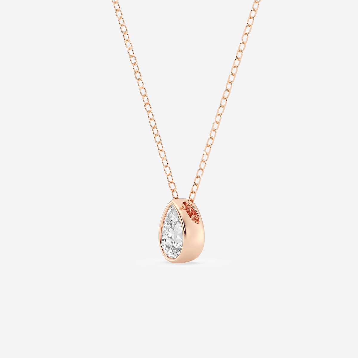 Additional Image 1 for  1/2 ctw Pear Lab Grown Diamond Bezel Set Solitaire Pendant with Adjustable Chain