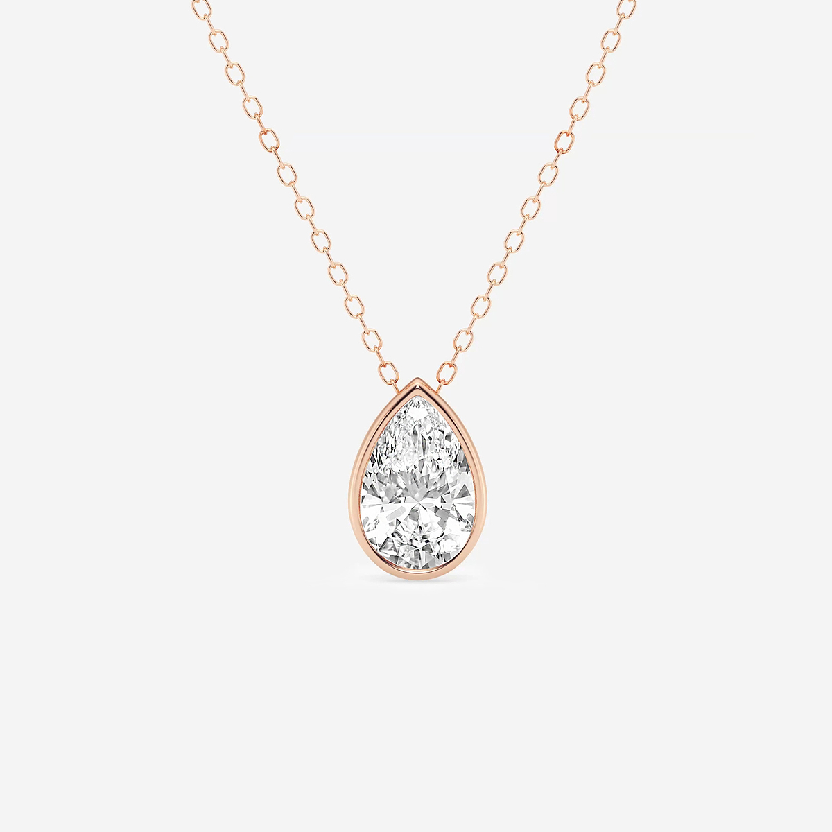 1 1/2 ctw Pear Lab Grown Diamond Bezel Set Solitaire Pendant with Adjustable Chain