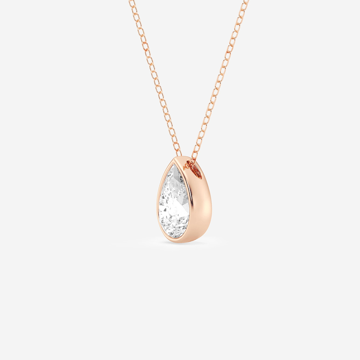 Additional Image 1 for  1 1/2 ctw Pear Lab Grown Diamond Bezel Set Solitaire Pendant with Adjustable Chain