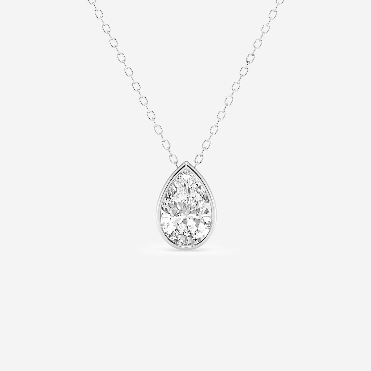 1 1/2 ctw Pear Lab Grown Diamond Bezel Set Solitaire Pendant with Adjustable Chain