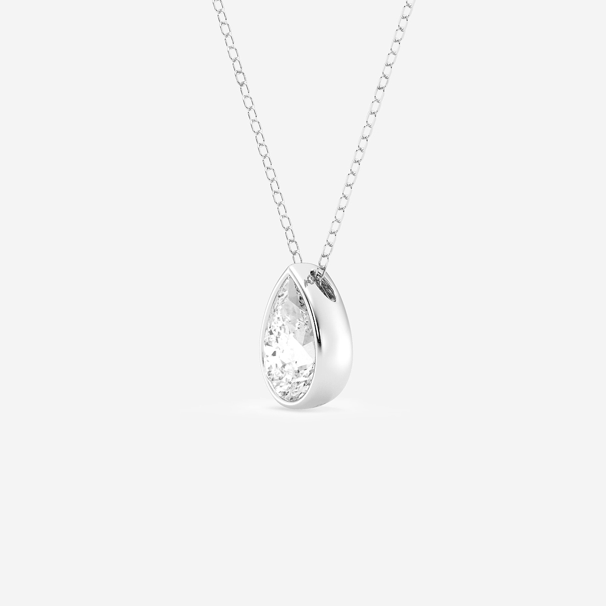 Additional Image 1 for  1 1/2 ctw Pear Lab Grown Diamond Bezel Set Solitaire Pendant with Adjustable Chain