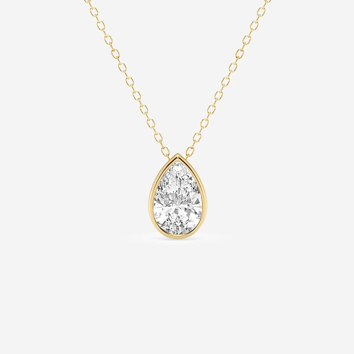 1 1/2 ctw Pear Lab Grown Diamond Bezel Set Solitaire Pendant with Adjustable Chain