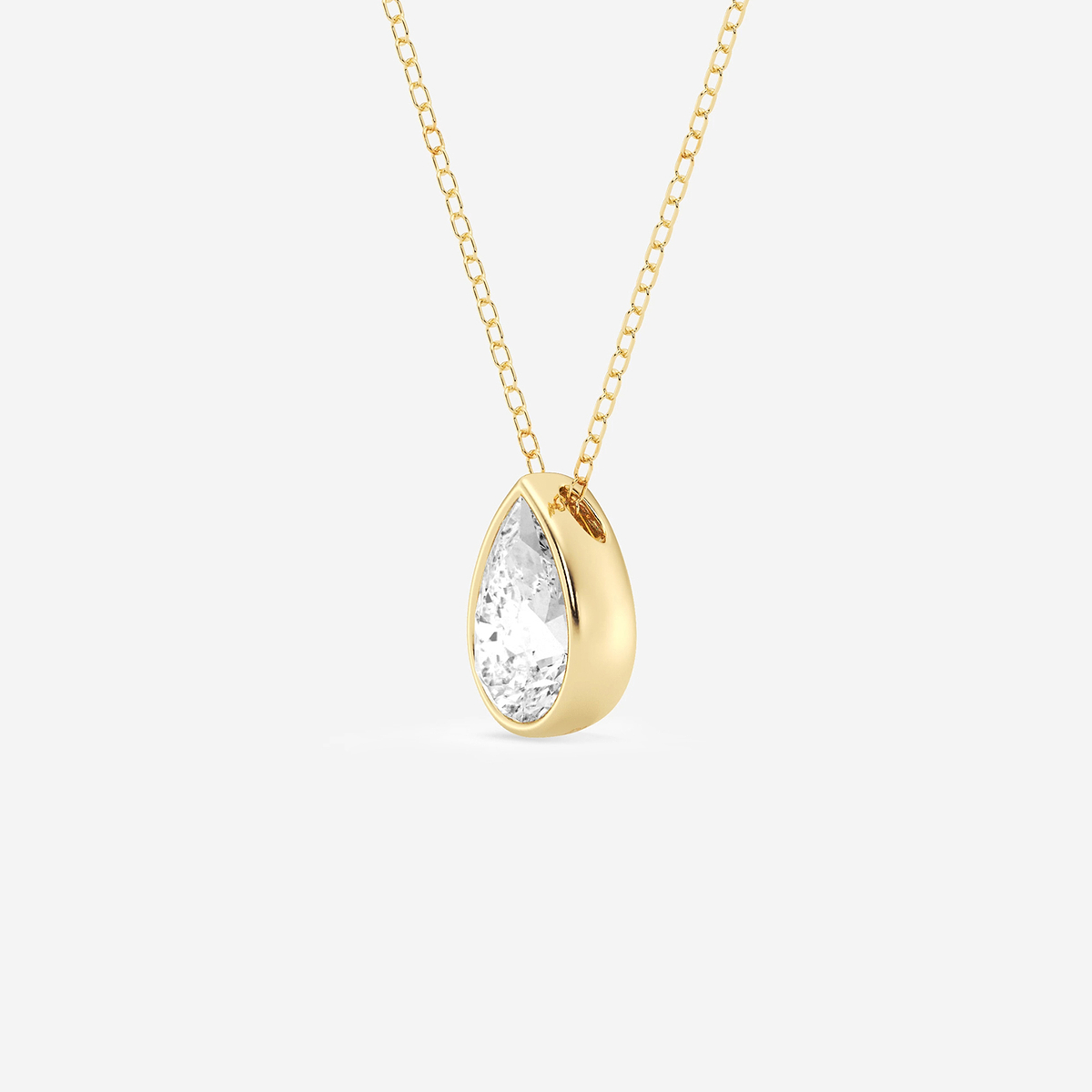 Additional Image 1 for  1 1/2 ctw Pear Lab Grown Diamond Bezel Set Solitaire Pendant with Adjustable Chain