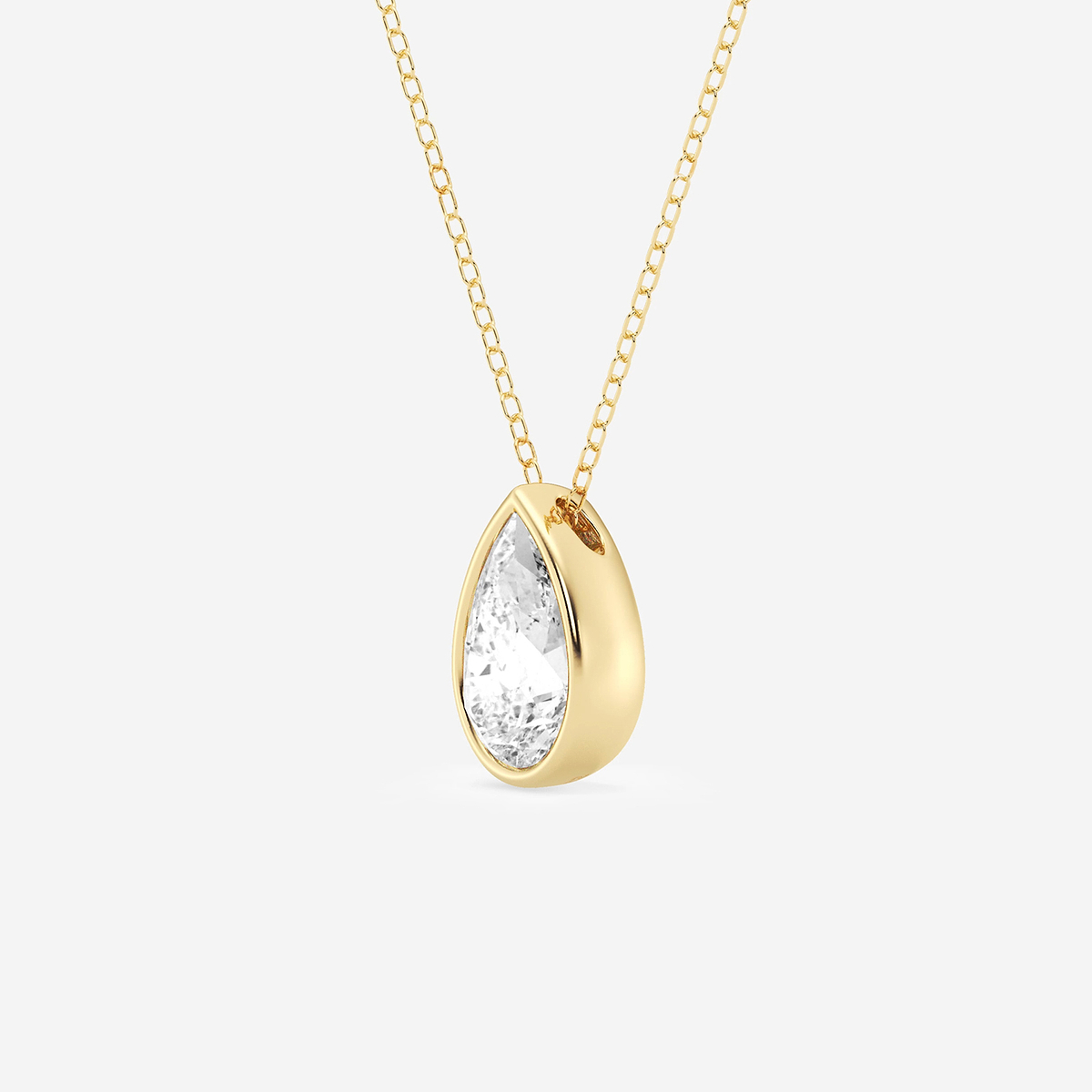 Additional Image 1 for  2 ctw Pear Lab Grown Diamond Bezel Set Solitaire Pendant with Adjustable Chain