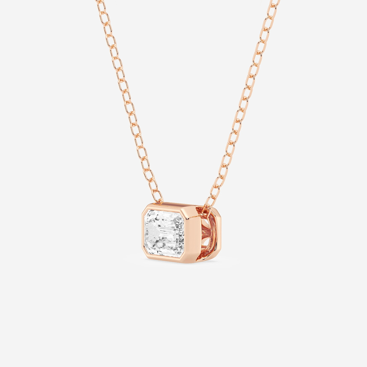 Additional Image 1 for  1/2 ctw Emerald Lab Grown Diamond East West Bezel Set Solitaire Pendant with Adjustable Chain