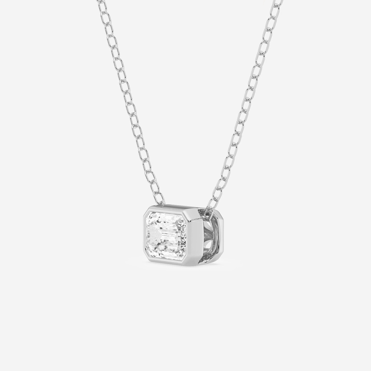 Additional Image 1 for  1/2 ctw Emerald Lab Grown Diamond East West Bezel Set Solitaire Pendant with Adjustable Chain