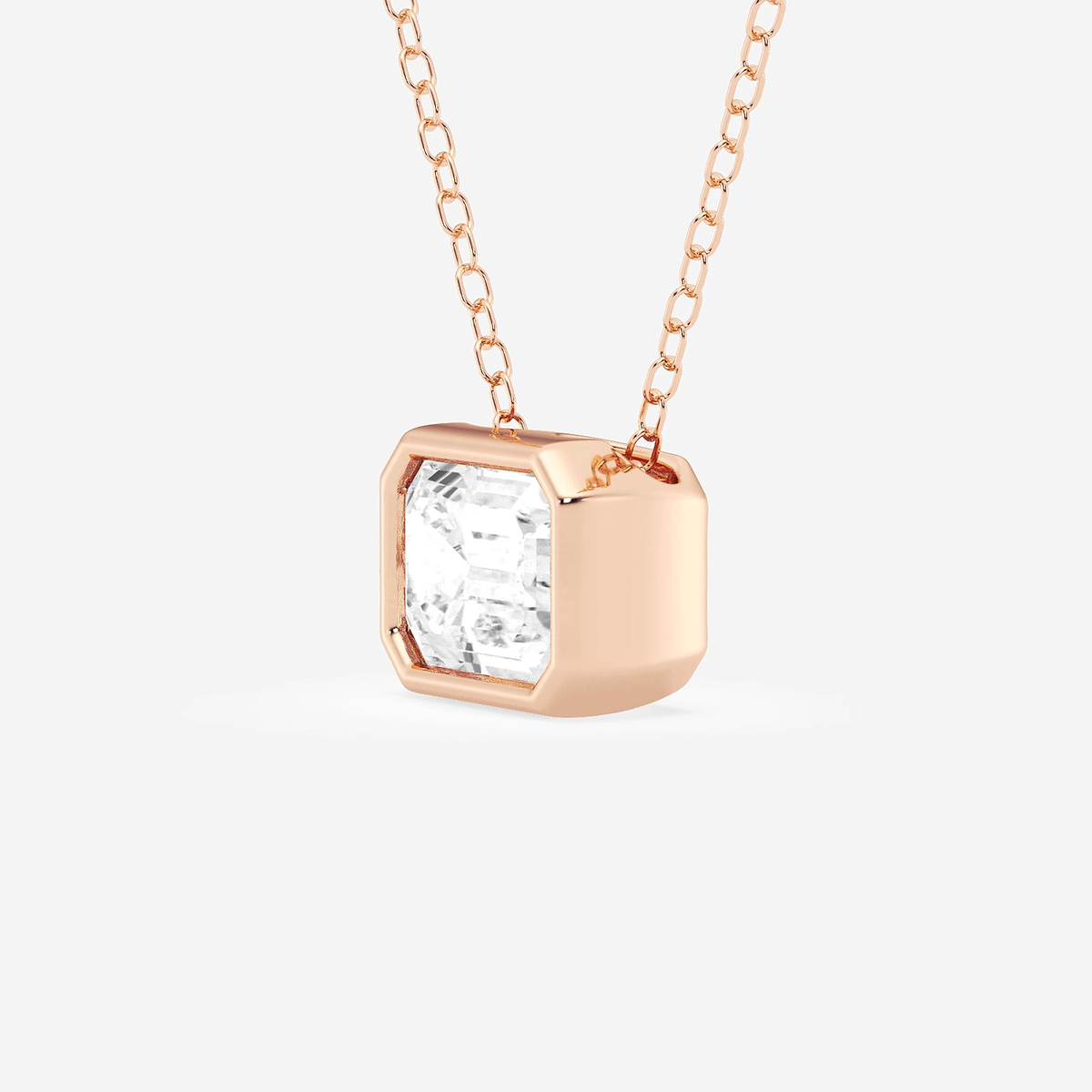 Additional Image 1 for  1 1/2 ctw Emerald Lab Grown Diamond East West Bezel Set Solitaire Pendant with Adjustable Chain