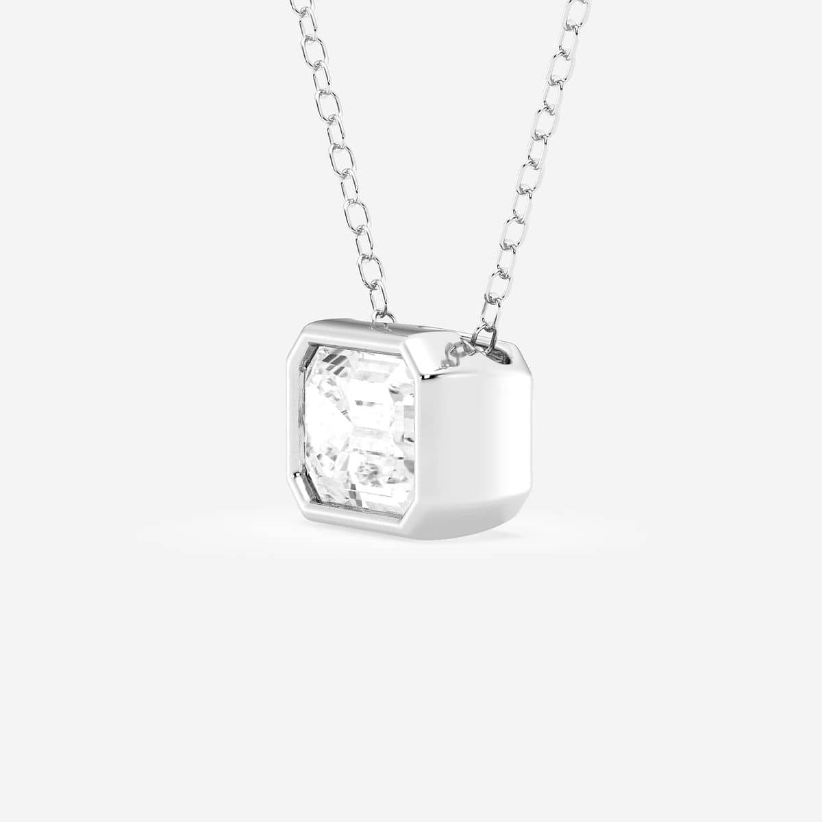 Additional Image 1 for  1 1/2 ctw Emerald Lab Grown Diamond East West Bezel Set Solitaire Pendant with Adjustable Chain