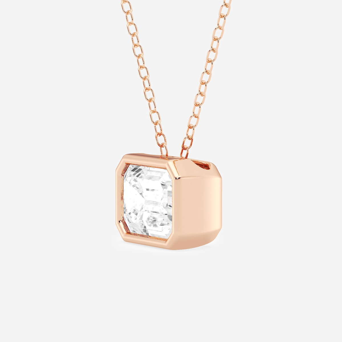 Additional Image 1 for  2 ctw Emerald Lab Grown Diamond East West Bezel Set Solitaire Pendant with Adjustable Chain