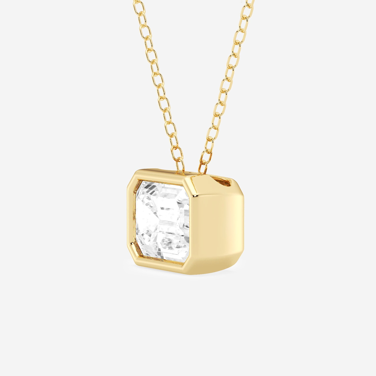 Additional Image 1 for  2 ctw Emerald Lab Grown Diamond East West Bezel Set Solitaire Pendant with Adjustable Chain