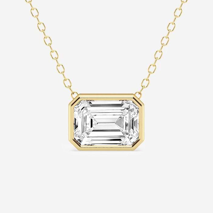 East West Bezel Set Emerald Solitaire Pendant