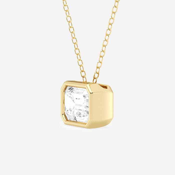 East West Bezel Set Emerald Solitaire Pendant
