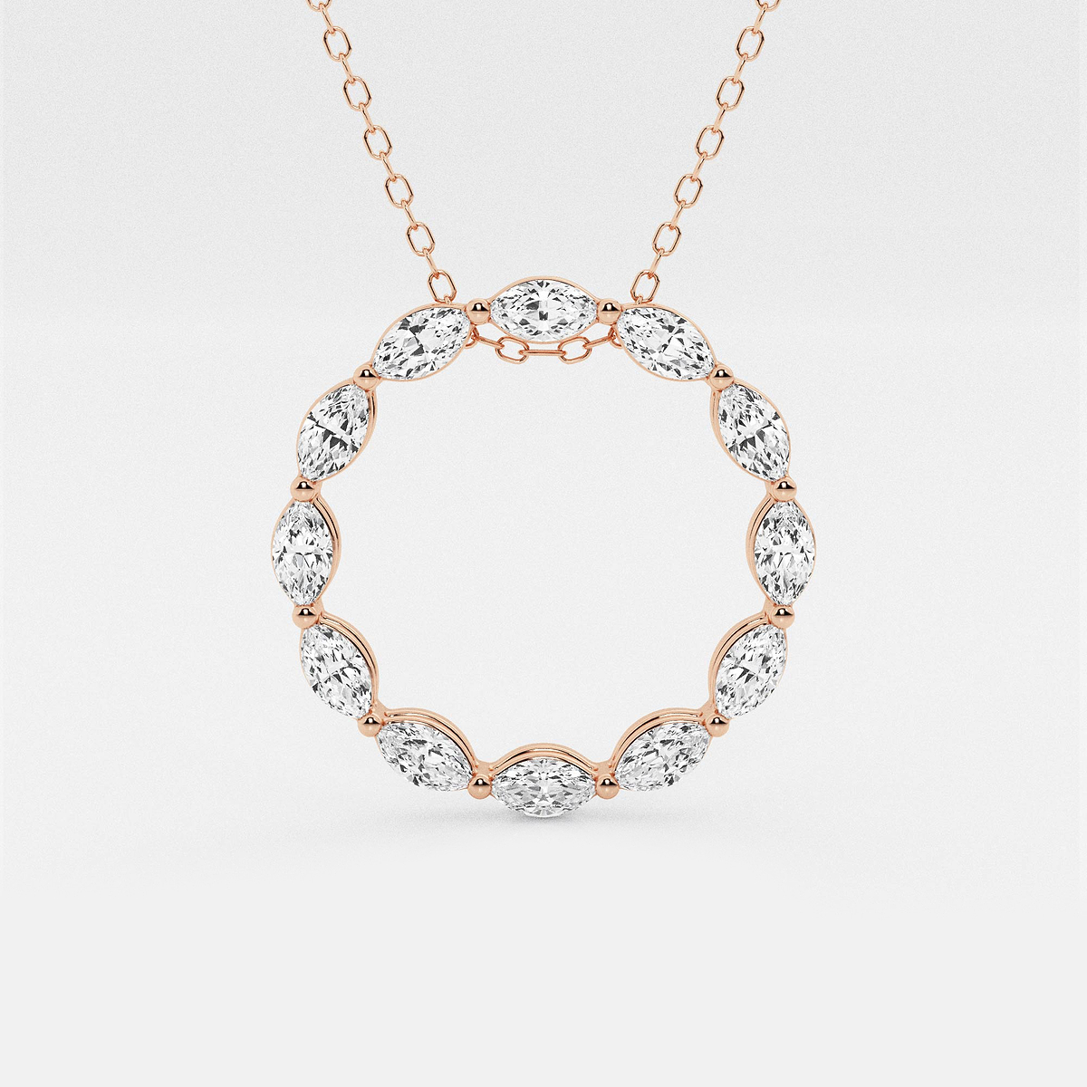 1 ctw Marquise Lab Grown Diamond Circle Pendant with Adjustable Chain
