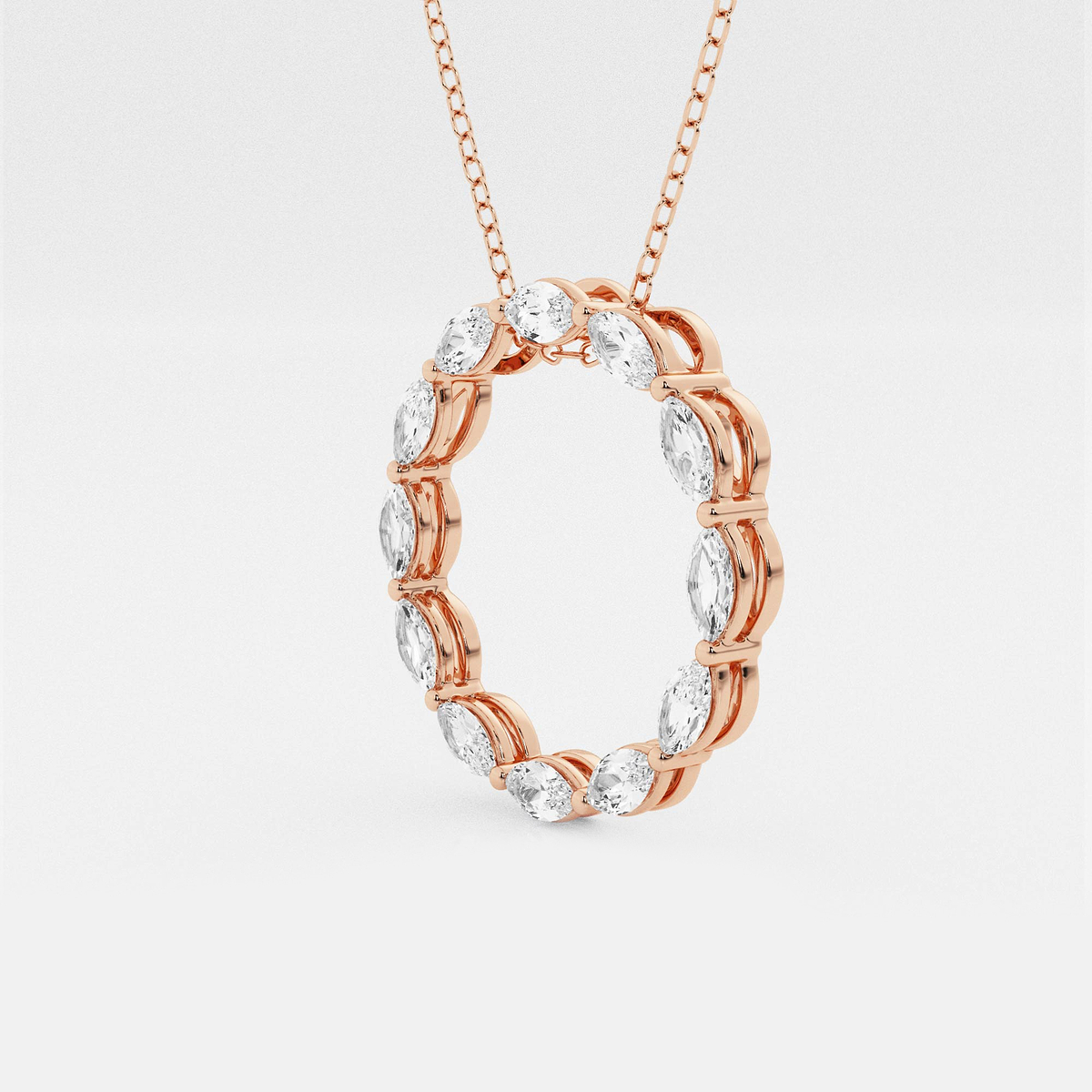 Additional Image 1 for  1 ctw Marquise Lab Grown Diamond Circle Pendant with Adjustable Chain