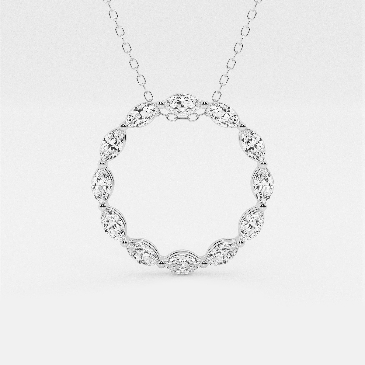 1 ctw Marquise Lab Grown Diamond Circle Pendant with Adjustable Chain