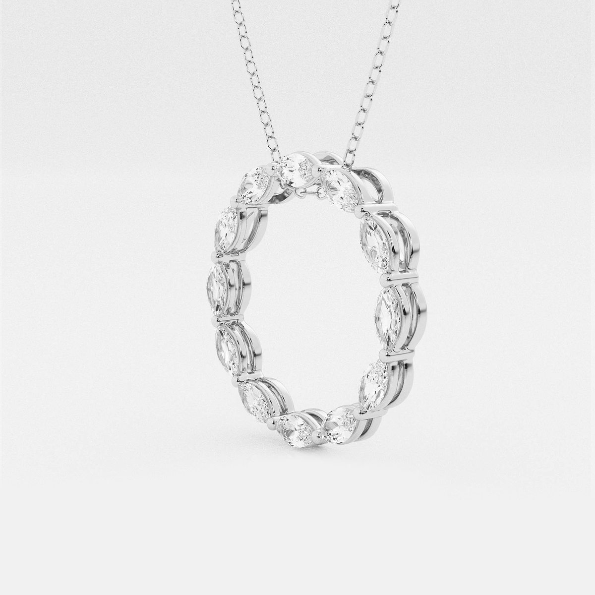 Additional Image 1 for  1 ctw Marquise Lab Grown Diamond Circle Pendant with Adjustable Chain