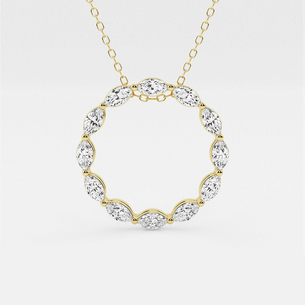 1 ctw Marquise Lab Grown Diamond Circle Pendant with Adjustable Chain