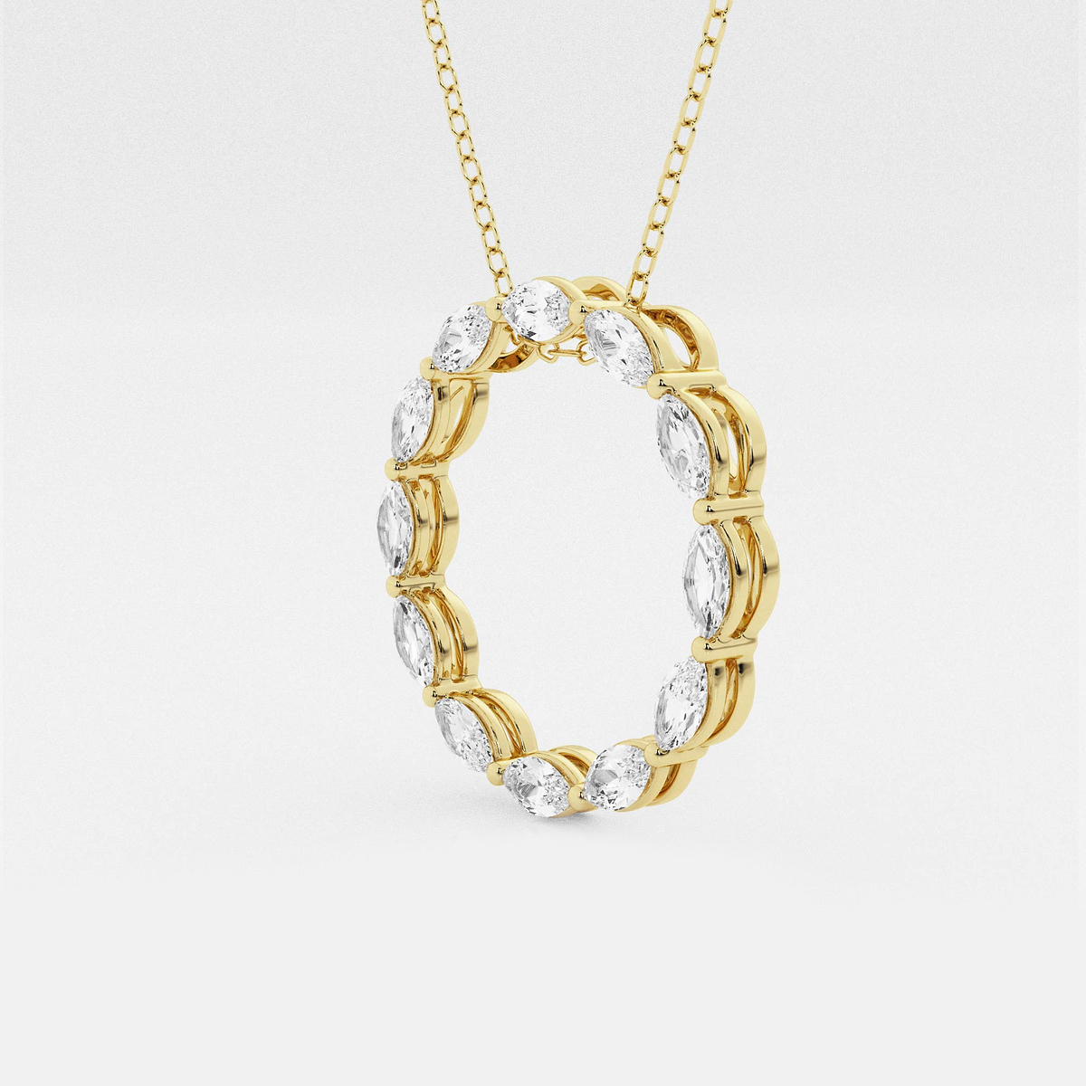 Additional Image 1 for  1 ctw Marquise Lab Grown Diamond Circle Pendant with Adjustable Chain