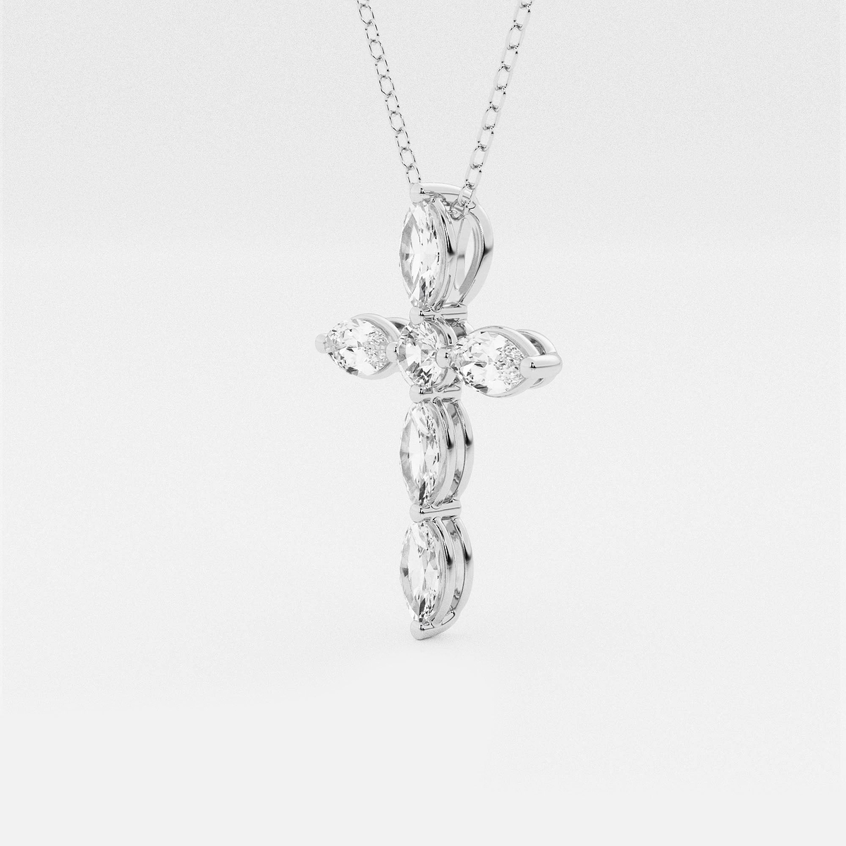 Additional Image 1 for  1 ctw Marquise and Round Lab Grown Diamond Cross Pendant with Adjustable Chain