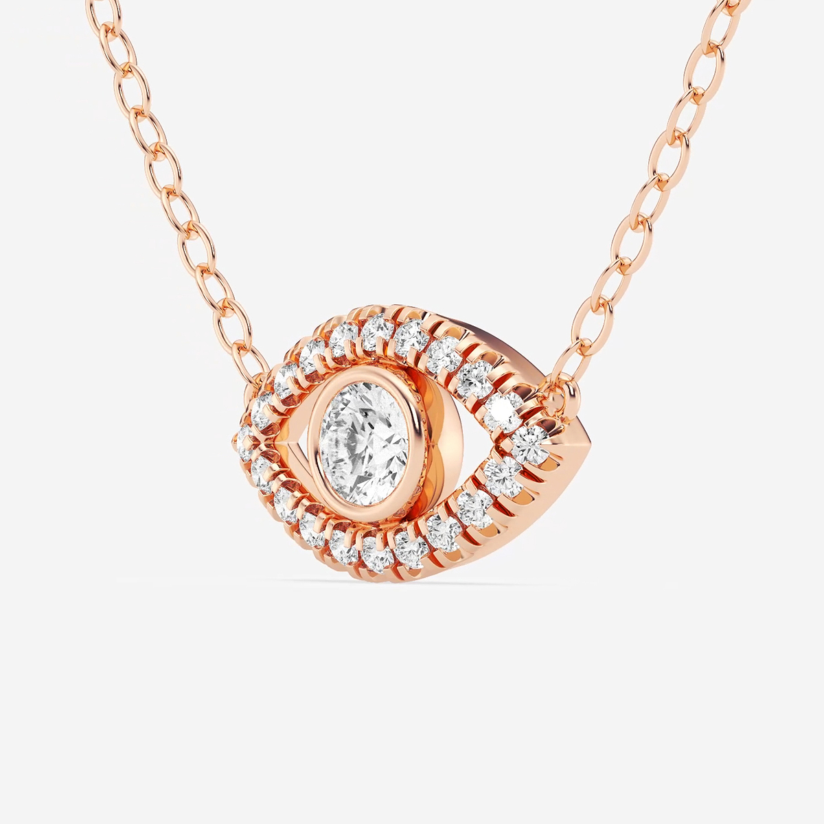 Additional Image 1 for  1/3 ctw Round Lab Grown Diamond Evil Eye Pendant with Adjustable Chain