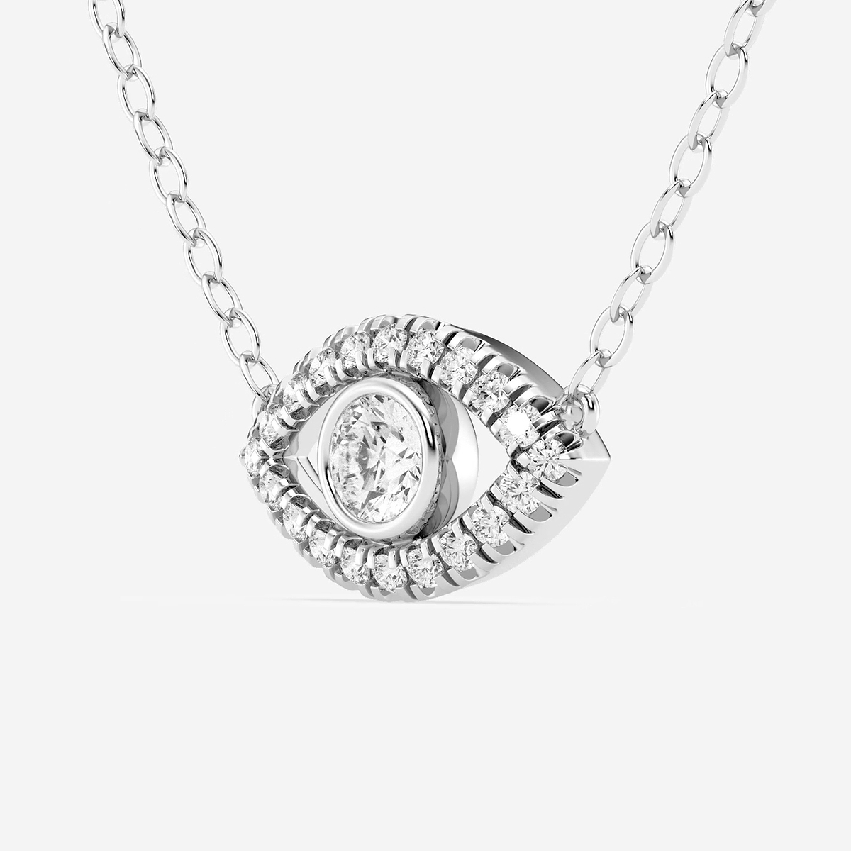 Additional Image 1 for  1/3 ctw Round Lab Grown Diamond Evil Eye Pendant with Adjustable Chain