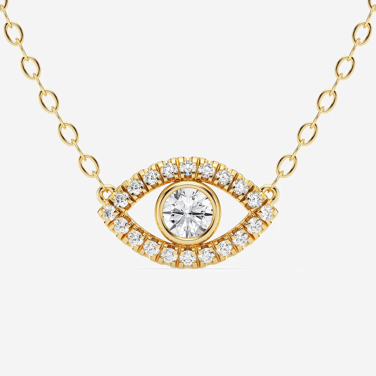 1/3 ctw Round Lab Grown Diamond Evil Eye Pendant with Adjustable Chain