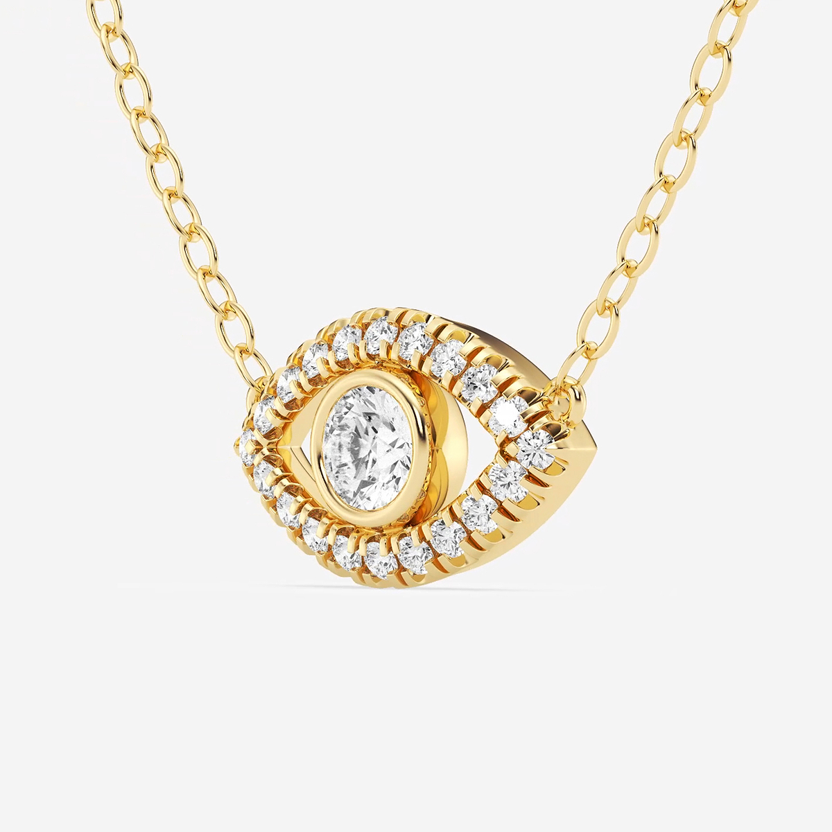 Additional Image 1 for  1/3 ctw Round Lab Grown Diamond Evil Eye Pendant with Adjustable Chain